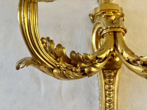 XVIIIe siècle - Paire d'applique Louis XVI en bronze doré