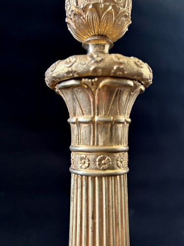 Paire de flambeaux Empire en bronze doré - Empire