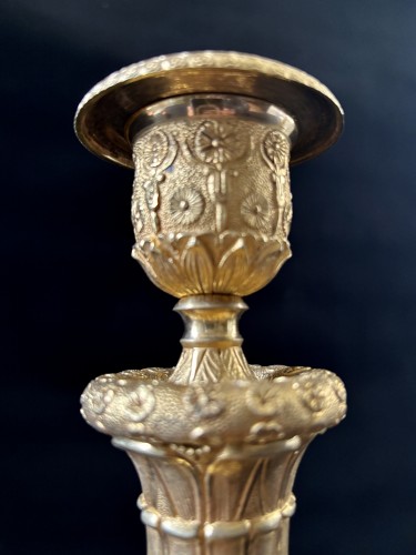 Empire - Paire de flambeaux Empire en bronze doré