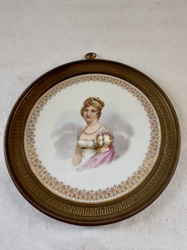 Plaque en porcelaine de Sèvres Marie Louise d'Autriche - Céramiques, Porcelaines Style Empire