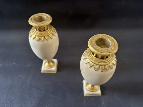 Paire de vases formant bougeoirs Italie Grand Tour  début 19e siècle - Jullion Antiquités
