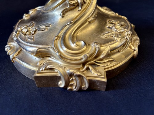 Paire de flambeaux en bronze doré fin 19e d'après un dessin de Meissonnier - Jullion Antiquités