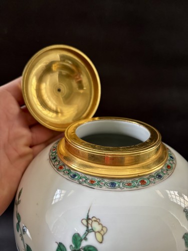 Antiquités - Vase en porcelaine et monture de bronze doré fin 19e