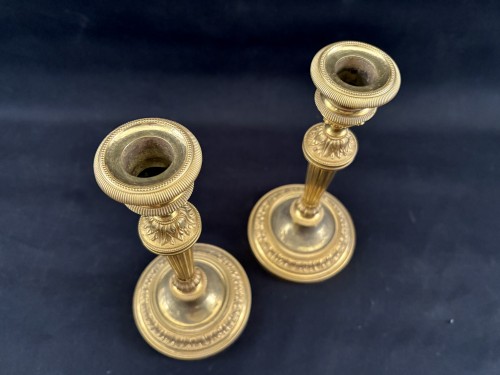 Paire de bougeoirs Directoire en bronze doré - Directoire