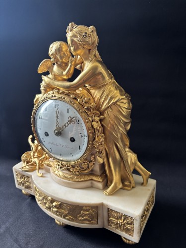 Horlogerie Pendule - Pendule Louis XVI l'amour et l'amitié en bronze doré et marbre