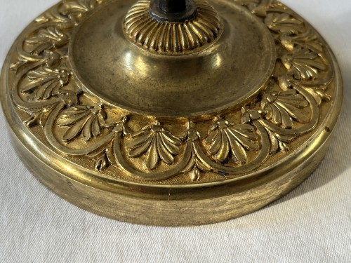 Paire de bougeoirs Empire en bronze doré et patiné - Jullion Antiquités