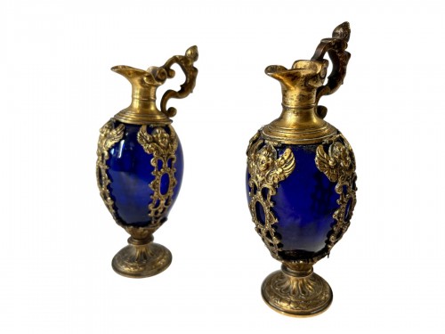 Vases en verre soufflé et cuivre doré Naples vers 1600