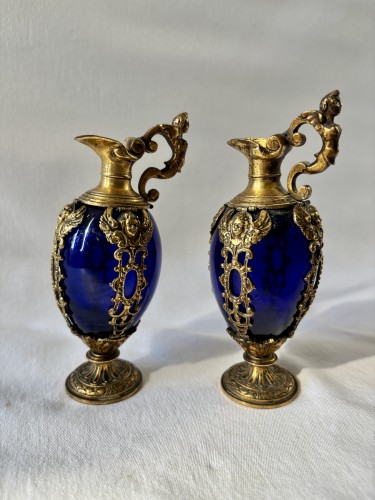 Vases en verre soufflé et cuivre doré Naples vers 1600 - Verrerie, Cristallerie Style Renaissance