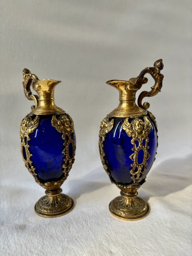Verrerie, Cristallerie  - Vases en verre soufflé et cuivre doré Naples vers 1600