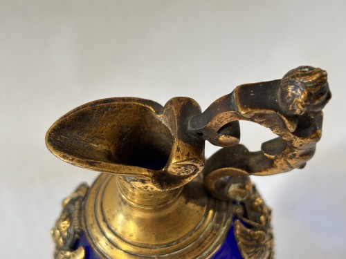 Antiquités - Vases en verre soufflé et cuivre doré Naples vers 1600