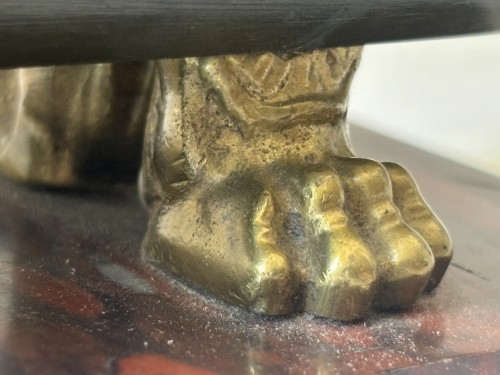 Antiquités - Objet du Grand tour bain en bronze et marbre