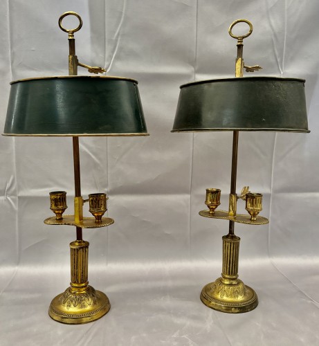 Paire de lampes bouillotte d'époque Louis XVI - Luminaires Style Louis XVI