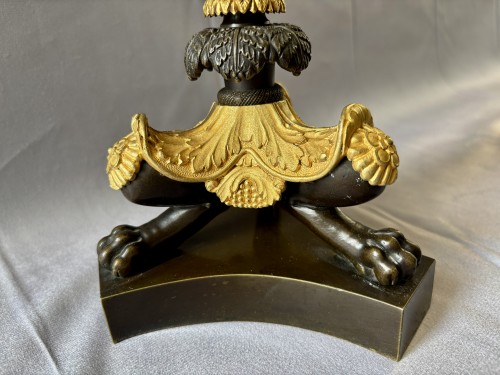 XIXe siècle - Paire de grands bougeoirs Restauration