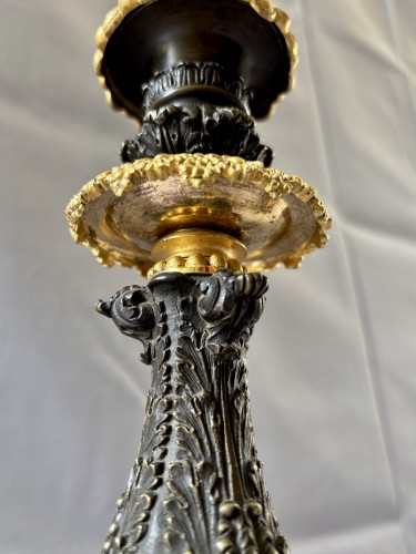 Restauration - Charles X - Paire de grands bougeoirs Restauration