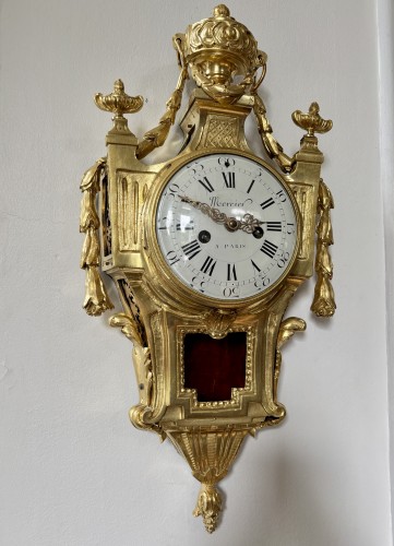Cartel Louis XVI en bronze doré signé Mercier à Paris - Horlogerie Style Louis XVI