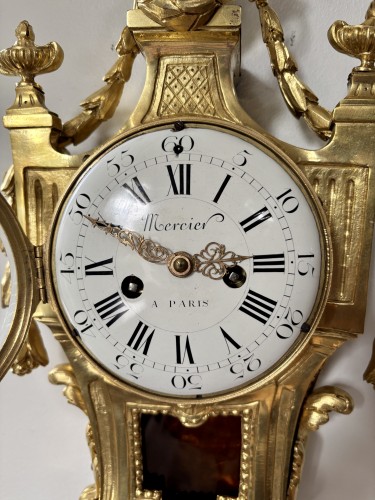 Antiquités - Cartel Louis XVI en bronze doré signé Mercier à Paris