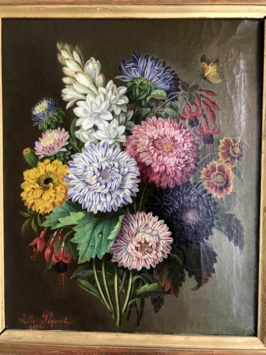 XIXe siècle - Nature morte au bouquet