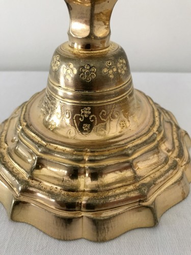 Lighting  - French Pair of gilt bronze candlesticks