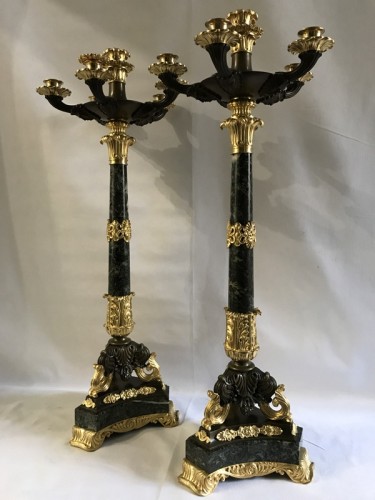Paire de chandeliers Restauration - Jullion Antiquités