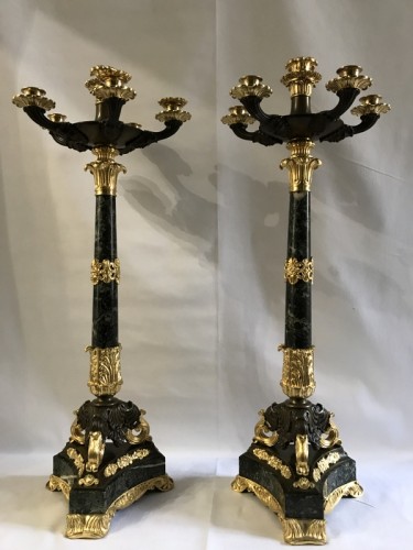 XIXe siècle - Paire de chandeliers Restauration