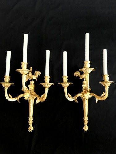 Paire d'appliques en bronze doré - Luminaires Style Napoléon III