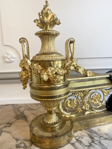 Napoléon III - Paire de feux aux griffons en bronze doré