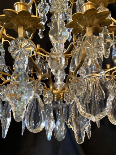Grand lustre cage en bronze doré et cristal de Baccarat - Napoléon III