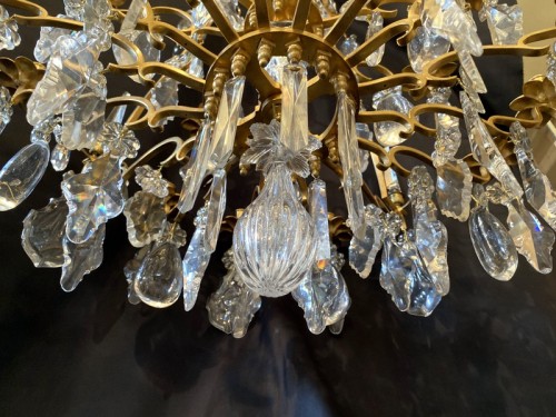 Napoléon III - Grand lustre cage en bronze doré et cristal de Baccarat