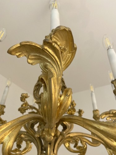 Luminaires Lustre - Lustre en bronze doré d'après Caffiéri