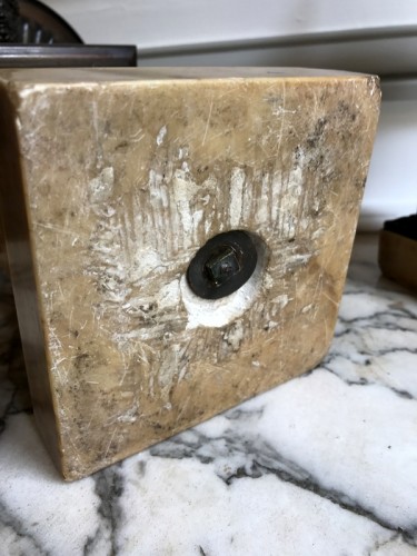 Antiquités - Paire de cassolettes Restauration en bronze et marbre