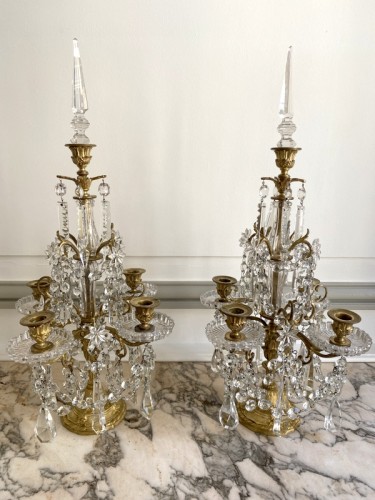 Paire de girandoles en cristal de Baccarat - Luminaires Style Napoléon III
