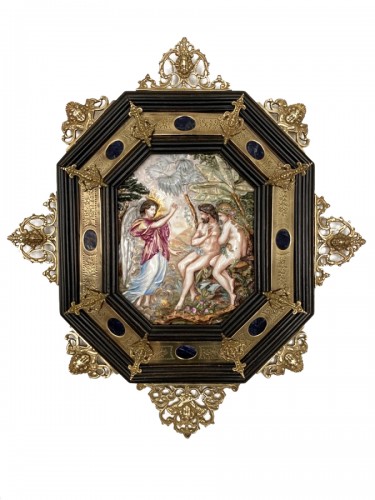 Capodimonte plaque en porcelaine dans son cadre