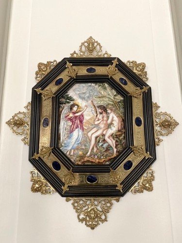Capodimonte plaque en porcelaine dans son cadre - Céramiques, Porcelaines Style Louis XVI