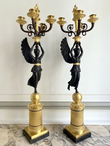 Paire de candélabres fin XIXe - Luminaires Style Napoléon III