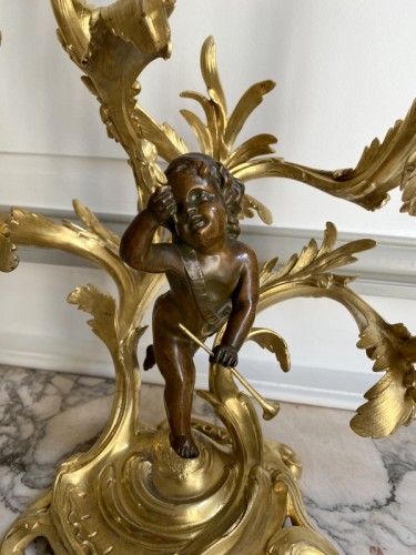 Paire de chandeliers en bronze doré - Napoléon III