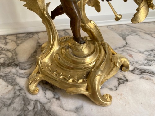 Antiquités - Paire de chandeliers en bronze doré
