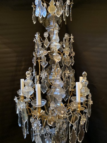 Lighting  - Louis XV cage chandelier in gilded bronze and crystal