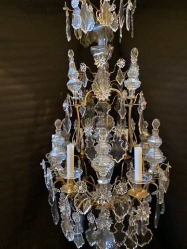 Louis XV cage chandelier in gilded bronze and crystal - 