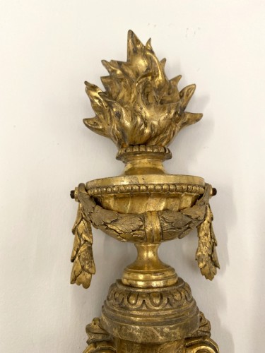 Pair of Louis XVI gilt bronze sconces after Prieur - 