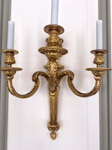 Paire d'appliques en bronze doré finXIXe - Luminaires Style Napoléon III