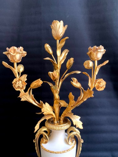 Napoléon III - Paire de candélabres en marbre et bronze doré