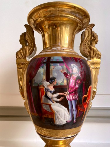 Céramiques, Porcelaines  - Paire de vases en porcelaine de Paris