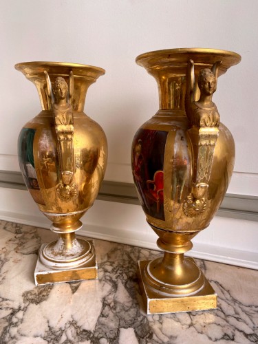 Paire de vases en porcelaine de Paris - Empire