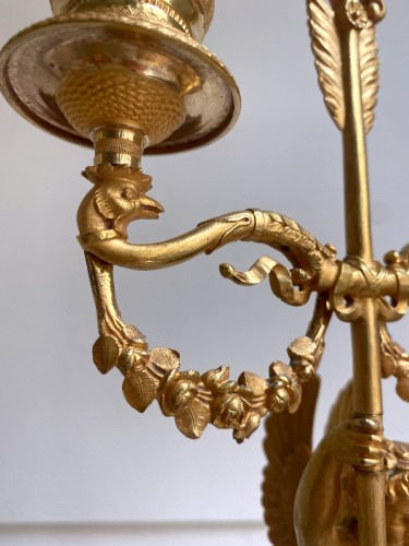XIXe siècle - Paire de candélabres Empire en bronze doré