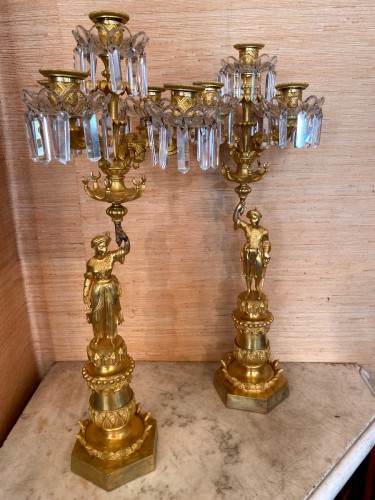 Paire de chandeliers girandoles de style ottoman - Luminaires Style Restauration - Charles X