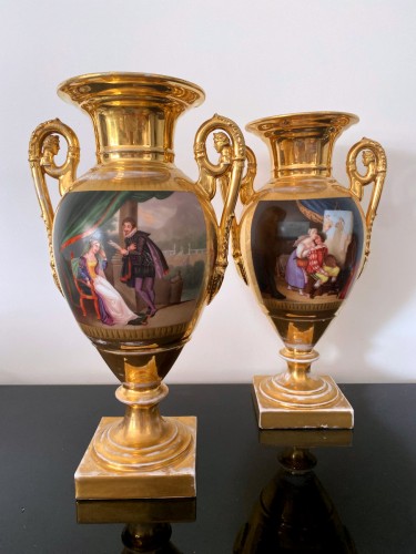 Paire de vases en porcelaine de Paris - Jullion Antiquités