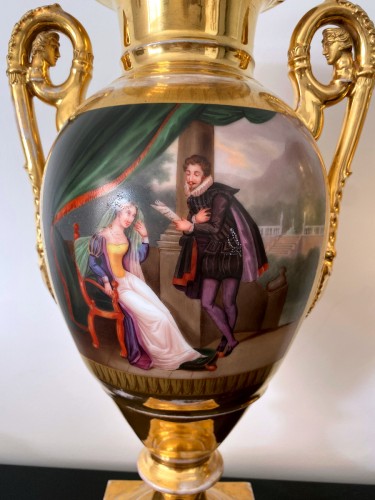 Antiquités - Paire de vases en porcelaine de Paris