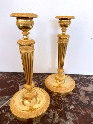 Pair of Empire gilt bronze candlesticks - Lighting Style Empire