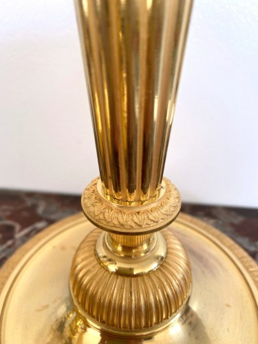 Empire - Pair of Empire gilt bronze candlesticks