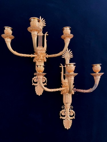 Paire d'appliques Empire en bronze doré - Luminaires Style Empire